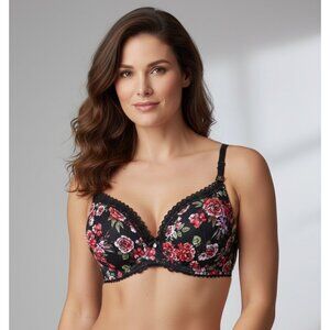 VS Bombshell Inspired Adds 2 Cups Ultimate Pushup Bra Black Floral 38C